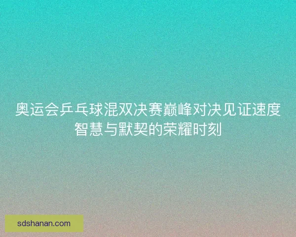 奥运会乒乓球混双决赛巅峰对决见证速度智慧与默契的荣耀时刻